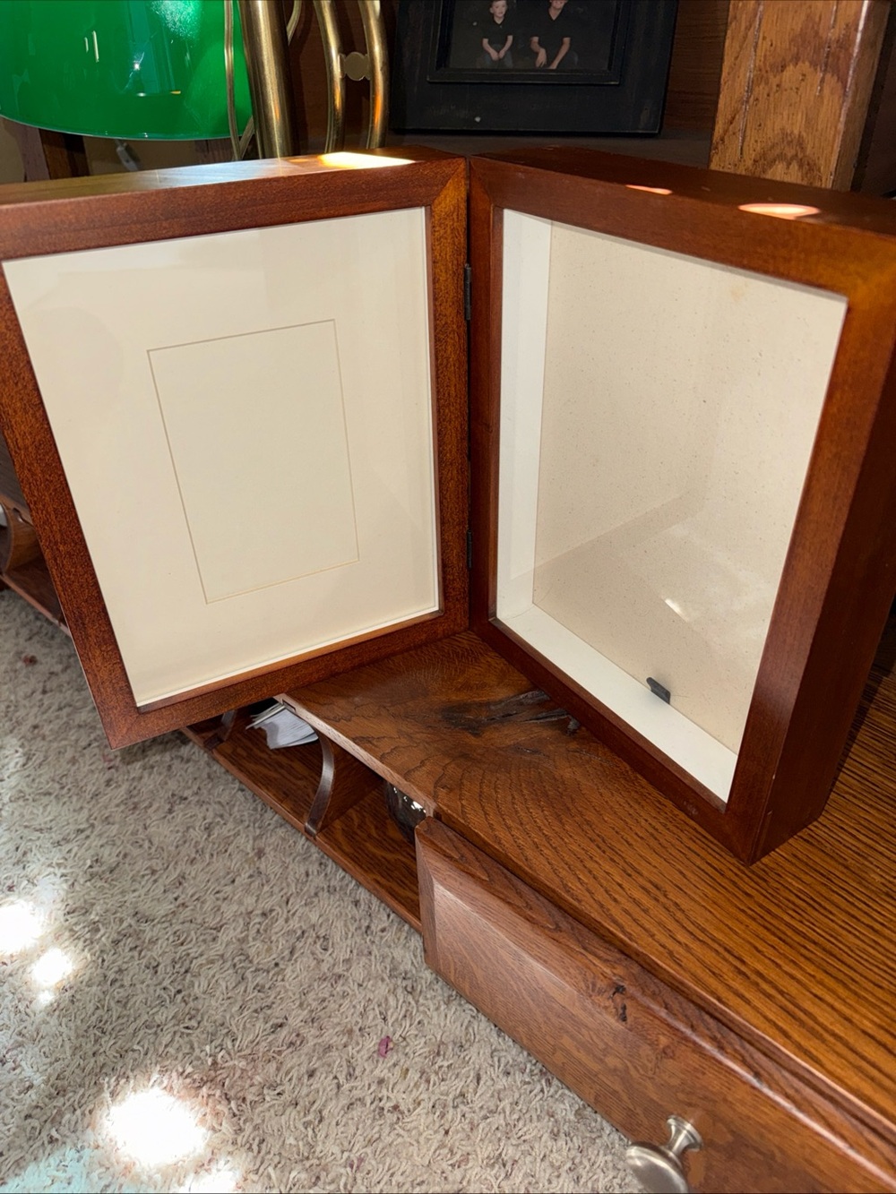 Pottery Barn Hinged Shadowbox And Frame Mahogany 9x11 4x6